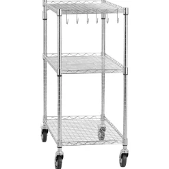 VEVOR Kitchen Utility Cart, 3 Tier 23.7 in Microwave Stand Coffee Cart, Heavy Duty Storage Rack, Service Trolley on Wheels, Industrial Rolling Work Table with 8 Hooks, for Mini Oven, Toaster, Vintage