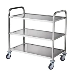 VEVOR Kitchen Utility Cart, 3 Tiers, Wire Rolling Cart with 450LBS Capacity, Steel Service Cart on Wheels, Metal Storage Trolley with 80mm Basket Curved Handle PP Liner 6 Hooks, for Indoor and Outdoor