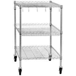 VEVOR Kitchen Utility Cart, 3 Tier Heavy Duty Adjustable Wire Storage Rack, Commercial Steel Rolling Service Trolley on Wheels, Work Table with Handle Bar, for Garage and Laundry Room, 40x25x40.9 in