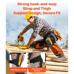 VEVOR Knee Pads for Work, Extended Heavy Duty Construction Knee Pads with 2 Extension Straps, Anti-slip Foam Gel Knee Pads, Men & Women, for Gardening Flooring Roofing and Cleaning, Yellow and Black