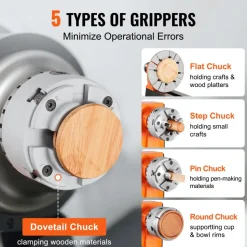 VEVOR KP965 Lathe Chuck, 4-Jaw 3.75" Diameter, Metal Lathe Chuck Turning Machine Accessories with 5 Sets of Jaws, Self-centering Tool, for Precision Machining, Grinding Machines, Milling Machines