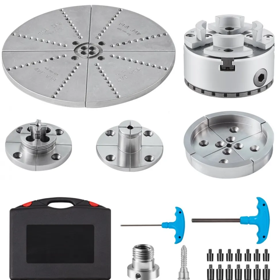 VEVOR KP965 Lathe Chuck, 4-Jaw 3.75" Diameter, Metal Lathe Chuck Turning Machine Accessories with 5 Sets of Jaws, Self-centering Tool, for Precision Machining, Grinding Machines, Milling Machines