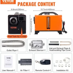 VEVOR 8 KW Diesel Air Heater, Bluetooth App Control All-on-one Diesel Heater with Automatic Altitude Adjustment, Remote Control and LCD, Portable Parking Heater for RV Trailer Camper Van Boat