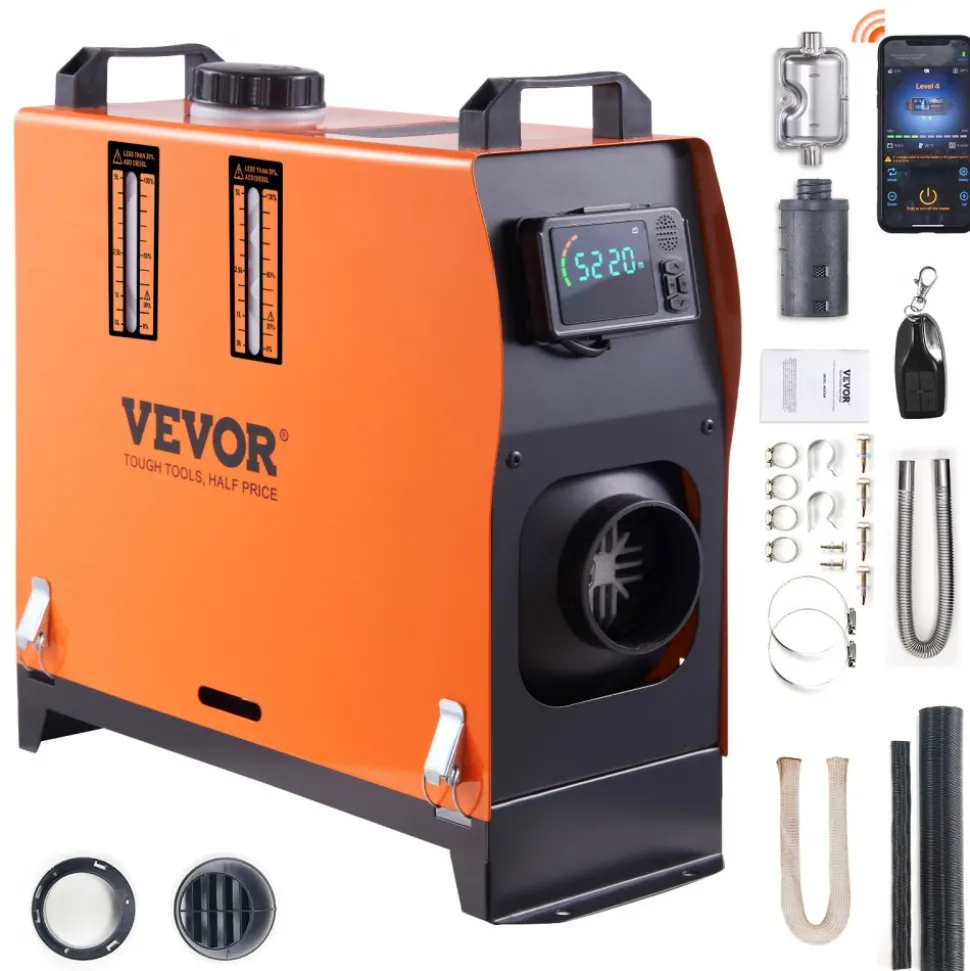 VEVOR 8 KW Diesel Air Heater, Bluetooth App Control All-in-one Diesel Heater with Automatic Altitude Adjustment, Remote Control and LCD, Portable Parking Heater for RV Trailer Camper Van Boat