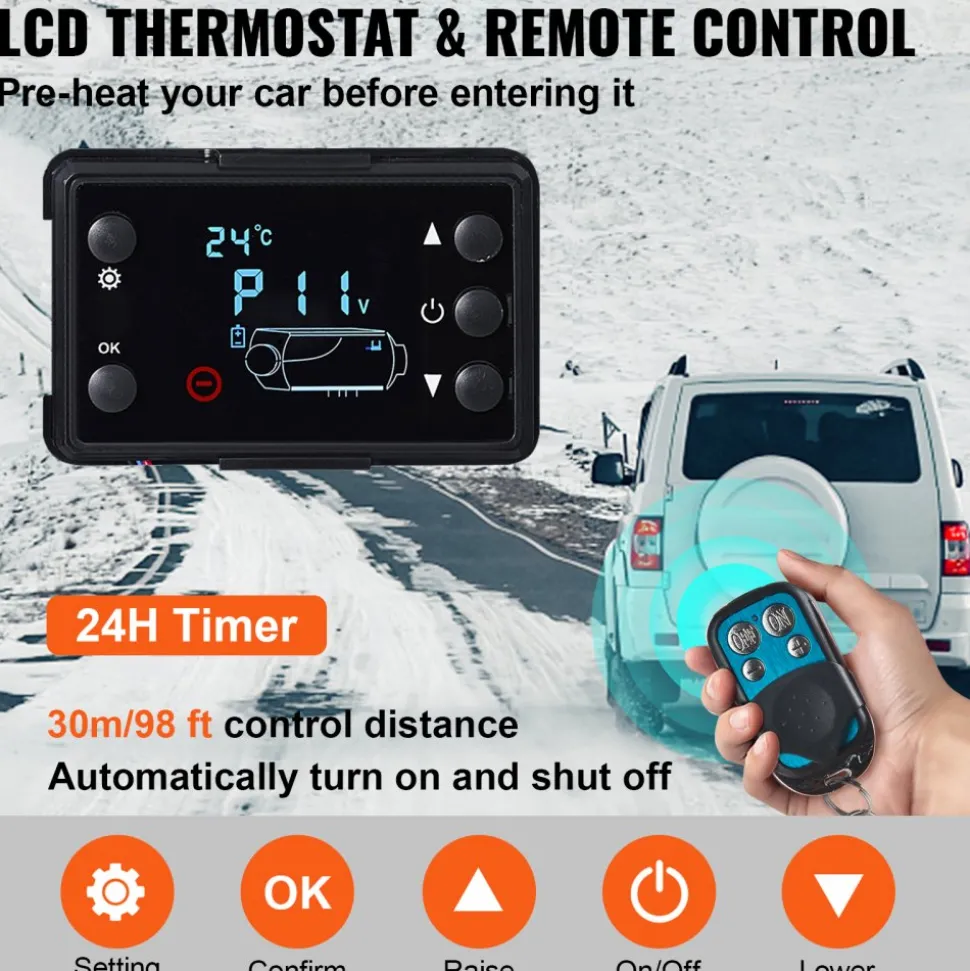 VEVOR 8KW Diesel Air Heater Muffler Diesel Heater 12V Remote Control Diesel Parking Heater with LCD Switch for Car Trucks Motorhome Boat and Bus