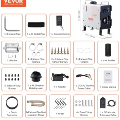 VEVOR 2KW Diesel Heater, 12V/24V All in One Diesel Air Heater, with Bluetooth APP Control, Remote Control and Display Screen, CO Alarm, Fast Heating Portable Diesel Heater for Vehicles and Outdoors
