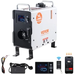 VEVOR 2KW Diesel Heater, 12V/24V All in One Diesel Air Heater, with Bluetooth APP Control, Remote Control and Display Screen, CO Alarm, Fast Heating Portable Diesel Heater for Vehicles and Outdoors