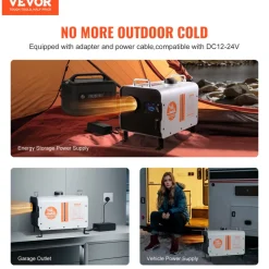 VEVOR 8KW Diesel Heater, 12V/24V All in One Diesel Air Heater, with Bluetooth APP Control, Remote Control and Display Screen, CO Alarm, Fast Heating Portable Diesel Heater for Vehicles and Outdoors
