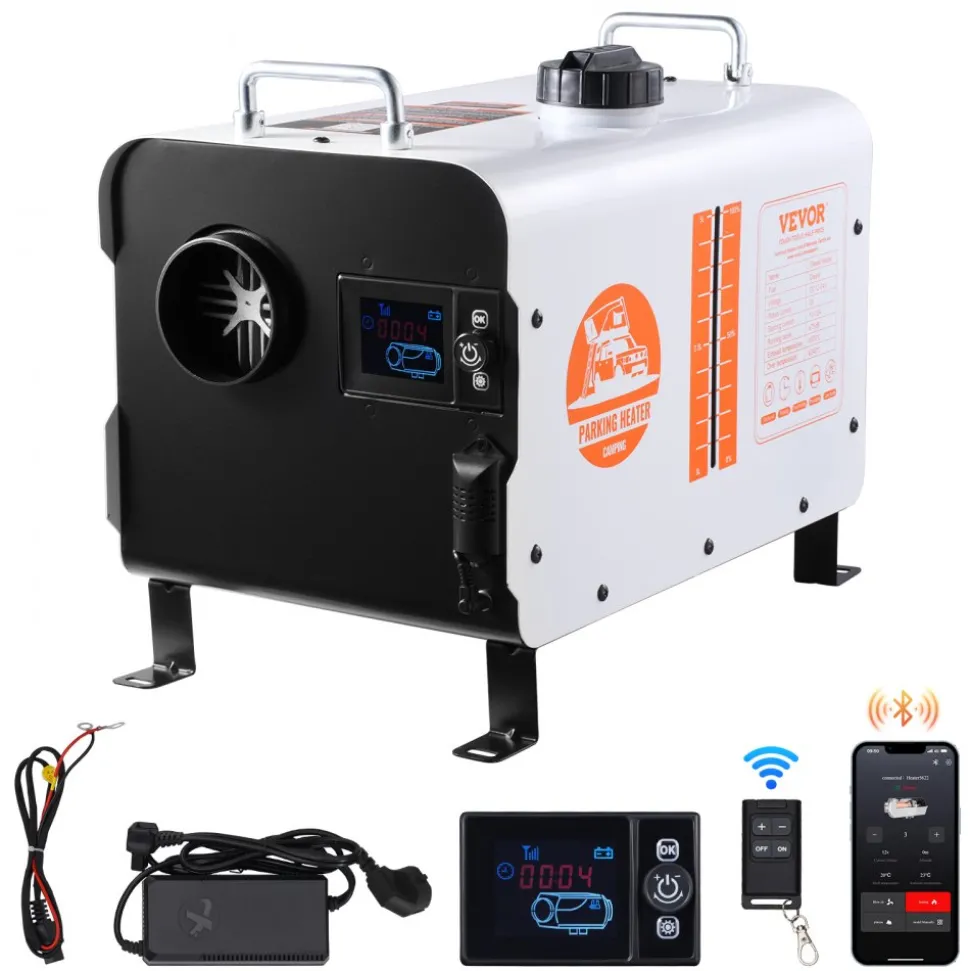 VEVOR 8KW Diesel Heater, 12V/24V All in One Diesel Air Heater, with Bluetooth APP Control, Remote Control and Display Screen, CO Alarm, Fast Heating Portable Diesel Heater for Vehicles and Outdoors