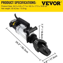 VEVOR 1.5 KW Electric Rebar Bender, 1''(25 mm) Hydraulic Electric Hand Held Rebar Bender, within 5 s, 110 V