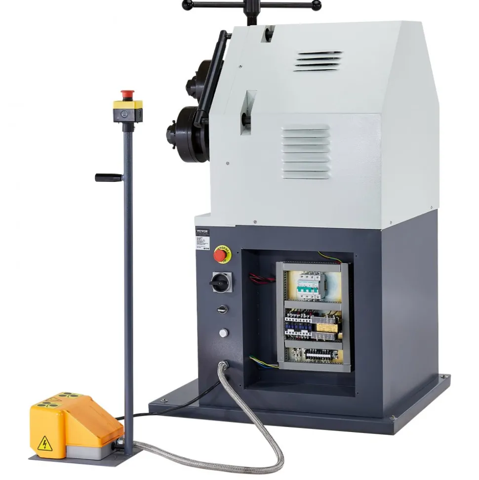 VEVOR 2.2KW Electric Roll Bending Machine, 3-Roller Electric Pipe Bender Machine with 180° Maximum Bending Angle & Reversible Foot Switch, Support Horizontal/Vertical Operation (220V 60Hz 3-Phase)