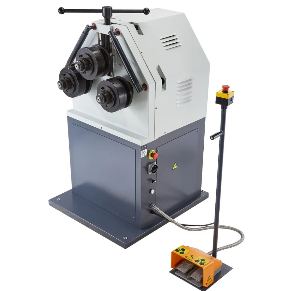 VEVOR 2.2KW Electric Roll Bending Machine, 3-Roller Electric Pipe Bender Machine with 180° Maximum Bending Angle & Reversible Foot Switch, Support Horizontal/Vertical Operation (220V 60Hz 3-Phase)