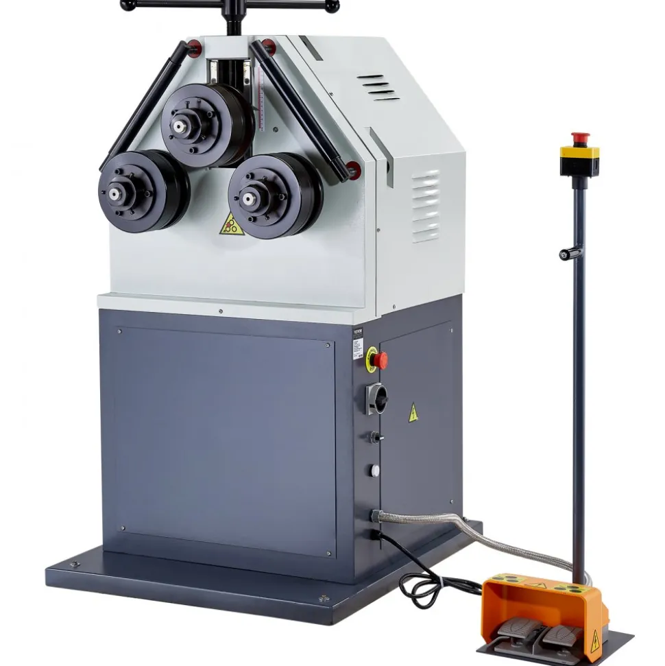 VEVOR 2.2KW Electric Roll Bending Machine, 3-Roller Electric Pipe Bender Machine with 180° Maximum Bending Angle & Reversible Foot Switch, Support Horizontal/Vertical Operation (220V 60Hz 3-Phase)
