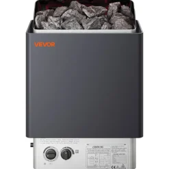 VEVOR 9KW Sauna Heater, Steam Bath Sauna Heater with Built-In Controls, Electric Sauna Stove, 3h Timer and Adjustable Temp for Max. 317-459 Cubic Feet, Home Hotel Spa Shower Use 220V