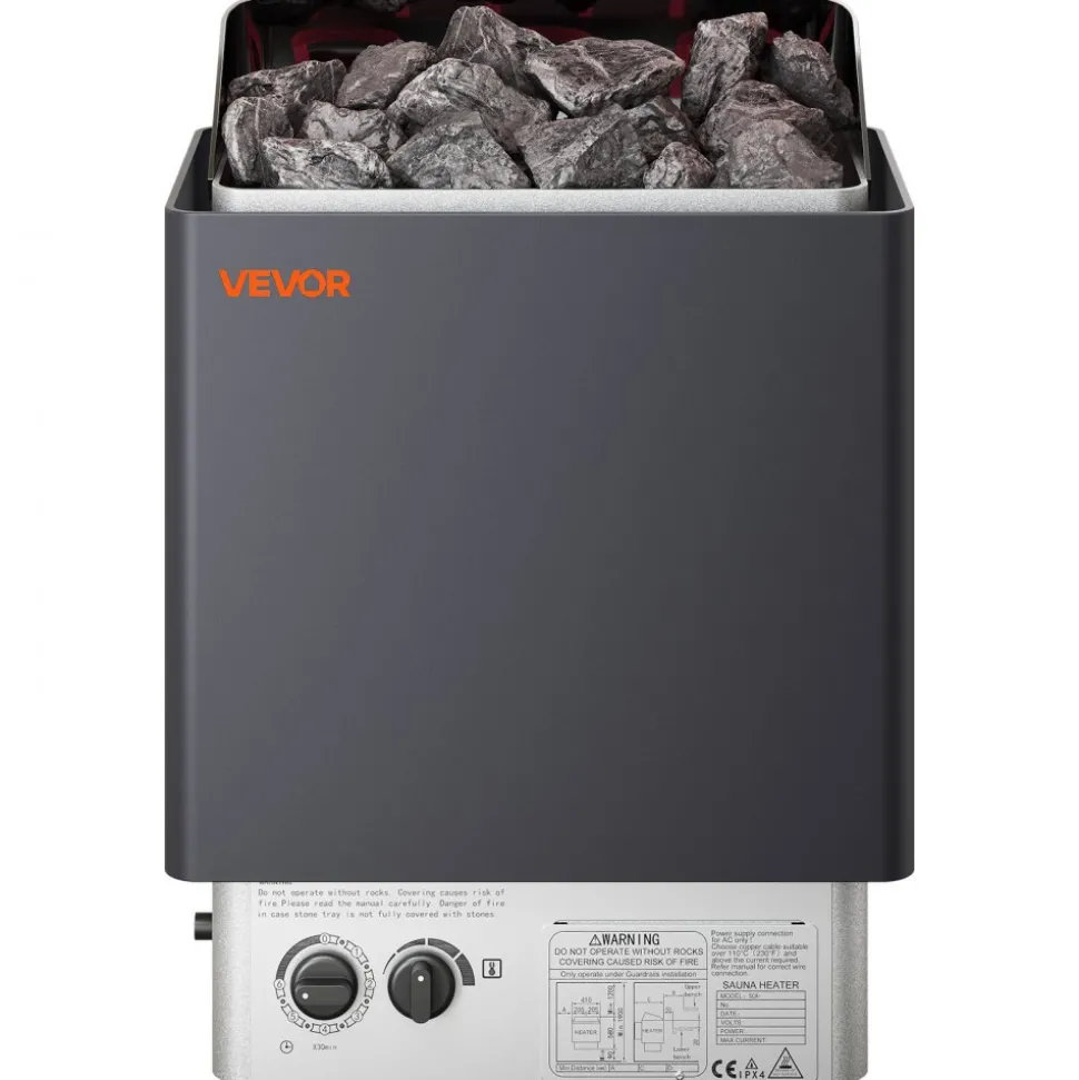 VEVOR 9KW Sauna Heater, Steam Bath Sauna Heater with Built-In Controls, Electric Sauna Stove, 3h Timer and Adjustable Temp for Max. 317-459 Cubic Feet, Home Hotel Spa Shower Use 220V