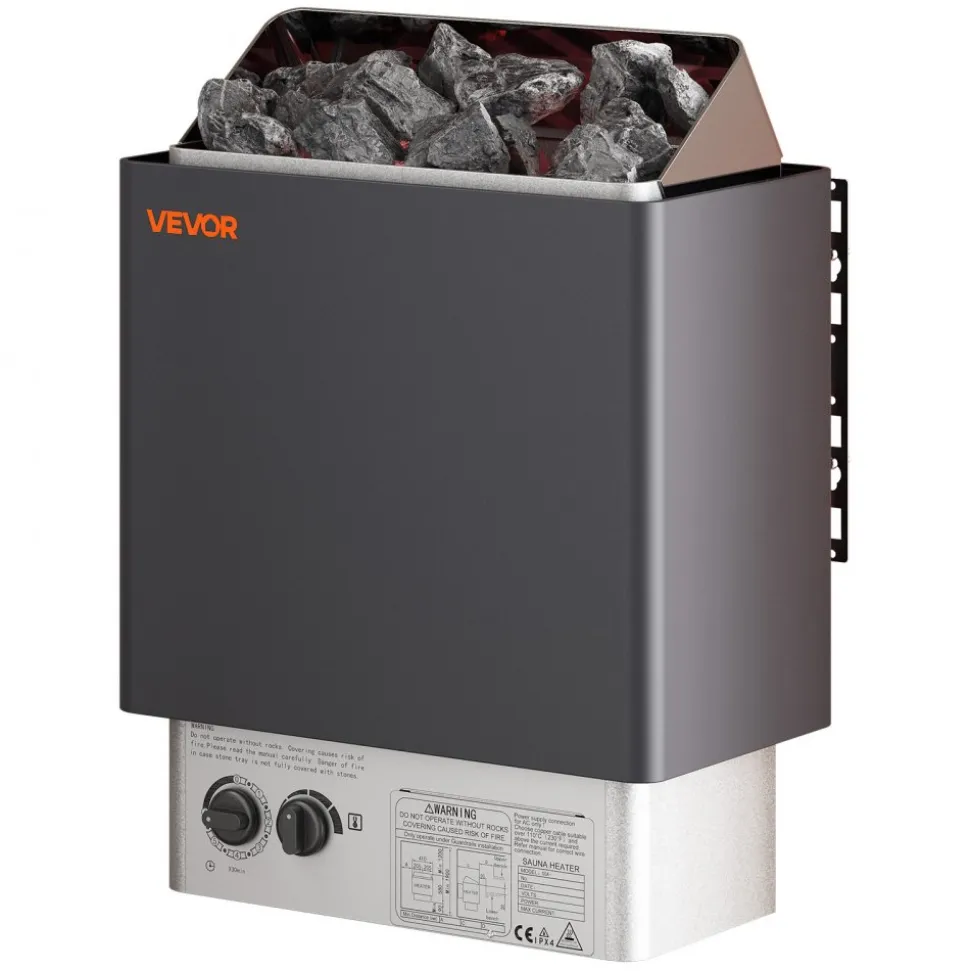 VEVOR 9KW Sauna Heater, Steam Bath Sauna Heater with Built-In Controls, Electric Sauna Stove, 3h Timer and Adjustable Temp for Max. 317-459 Cubic Feet, Home Hotel Spa Shower Use 220V