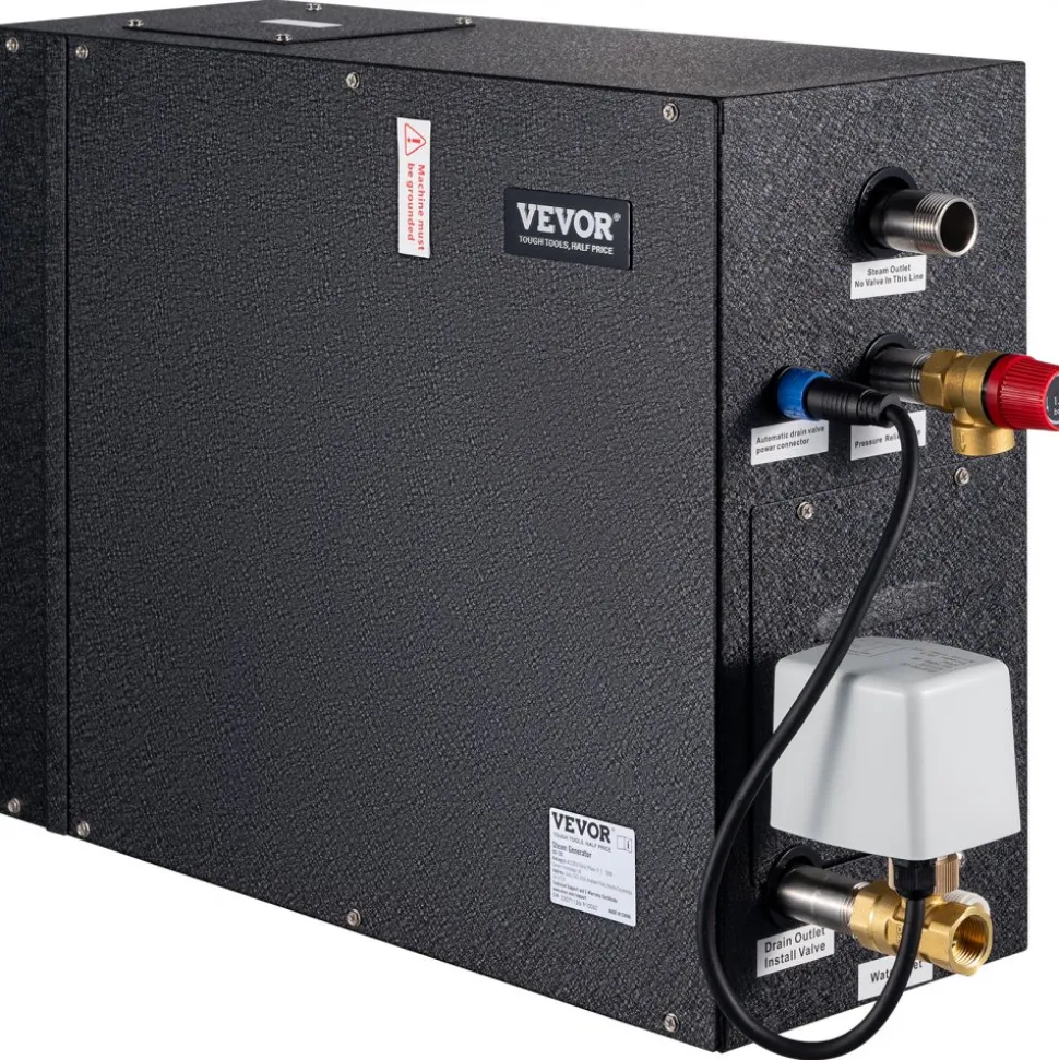 VEVOR 12KW Steam Shower Generator, Segmented Heating & Temperature Customization & 24h Timer Steam Kit, Automatic Drainage Home Steam Shower System Tested to UL Standards