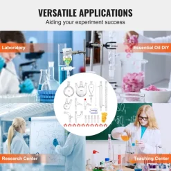 VEVOR Lab Distillation Kit, 3.3 Boro Lab Glassware Distillation Kit with 24, 40 Joint, 1000ml Essential Oil Distillation Apparatus Kit, 29 pcs Set of Glassware Equipment