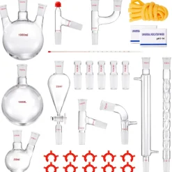VEVOR Lab Distillation Kit, 3.3 Boro Lab Glassware Distillation Kit with 24, 40 Joint, 1000ml Essential Oil Distillation Apparatus Kit, 29 pcs Set of Glassware Equipment