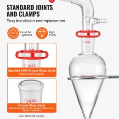 VEVOR Lab Distillation Kit, 3.3 Boro Lab Glassware Distillation Kit with 24, 40 Joint, 1000ml Essential Oil Distillation Apparatus Kit, 29 pcs Set of Glassware Equipment
