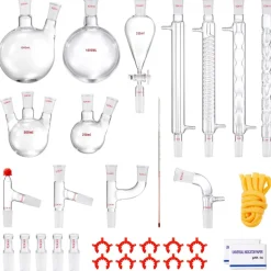 VEVOR Lab Distillation Kit, 3.3 Boro Lab Glassware Distillation Kit with 24, 40 Joint, 1000ml Essential Oil Distillation Apparatus Kit, 32 pcs Set of Glassware Equipment
