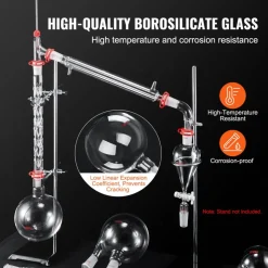 VEVOR Lab Distillation Kit, 3.3 Boro Lab Glassware Distillation Kit with 24, 40 Joint, 1000ml Essential Oil Distillation Apparatus Kit, 32 pcs Set of Glassware Equipment