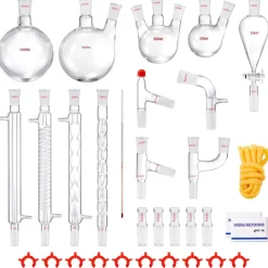 VEVOR Lab Distillation Kit, 3.3 Boro Lab Glassware Distillation Kit with 24, 40 Joint, 1000ml Essential Oil Distillation Apparatus Kit, 32 pcs Set of Glassware Equipment