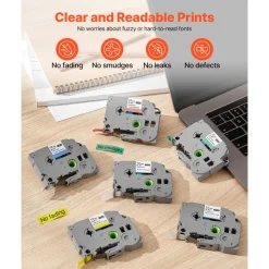 VEVOR Label Maker Tape, 6 Pack, 0.47 in / 12 mm Colored Label Maker Refills Compatible for Various Types of Brother P-Touch, Replacement for Letra Tag TZe-131 TZe-231 TZe-431 TZe-531 TZe-631 TZe-731