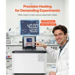 VEVOR Laboratory High-Temperature Circulating Oil Bath, Up to 300℃/572℉, 30 L Lab Constant Temperature Heating Tank, 0.1℃ High Precision, Internal and External Dual Circulation, for Laboratory