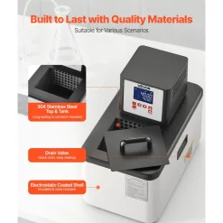 VEVOR Laboratory High-Temperature Circulating Oil Bath, Up to 300℃/572℉, 6 L Lab Constant Temperature Heating Tank, 0.1℃ High Precision, Internal and External Dual Circulation, for Laboratory