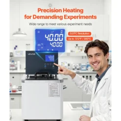 VEVOR Laboratory High-Temperature Circulating Oil Bath, Up to 300℃/572℉, 10 L Lab Constant Temperature Heating Tank, 0.1℃ High Precision, Internal and External Dual Circulation, for Laboratory