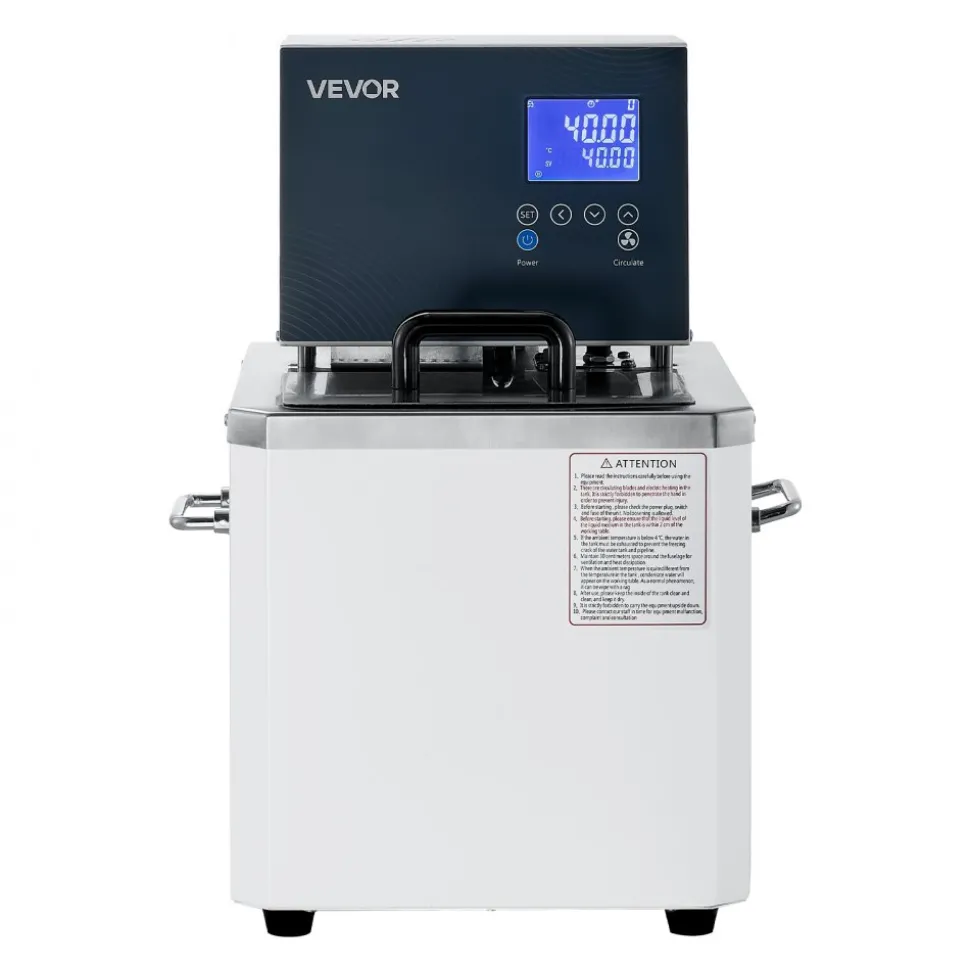 VEVOR Laboratory High-Temperature Circulating Oil Bath, Up to 300℃/572℉, 10 L Lab Constant Temperature Heating Tank, 0.1℃ High Precision, Internal and External Dual Circulation, for Laboratory