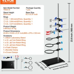 VEVOR Lab Stand Support, Laboratory Retort Support Stand Set, Steel Lab Stand 23.6