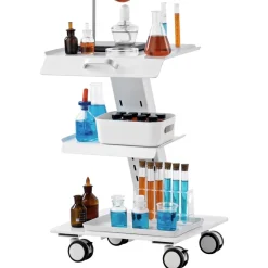 VEVOR Lab Trolley, 3-Layer Rolling Lab Cart, Metal Mobile Trolley with Swivel Wheels, Tray Rolling Clinic Cart 220 lbs Weight Capacity, for Lab, Clinic, Beauty and Salon