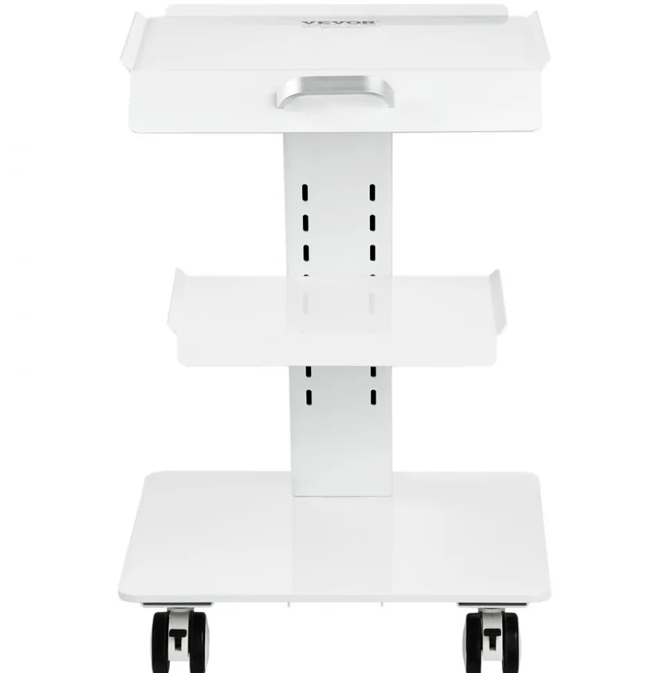VEVOR Lab Trolley, 3-Layer Rolling Lab Cart, Metal Mobile Trolley with Swivel Wheels, Tray Rolling Clinic Cart 220 lbs Weight Capacity, for Lab, Clinic, Beauty and Salon