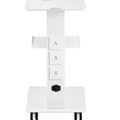 VEVOR Lab Trolley, Rolling Lab Cart with Built-in Socket, 3-Layer Metal Mobile Trolley, Tray Rolling Clinic Cart with Swivel Wheels, 220 lbs Weight Capacity, for Lab, Clinic, Beauty and Salon