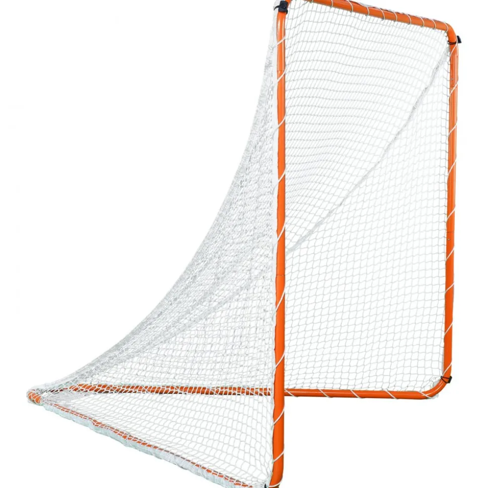 VEVOR Lacrosse Goal, 6' x 6' Lacrosse Net, Steel Frame Backyard Lacrosse Training Equipment, Portable Lacrosse Goal with Carry Bag, Quick & Easy Setup, Perfect for Youth Adult Training, Orange