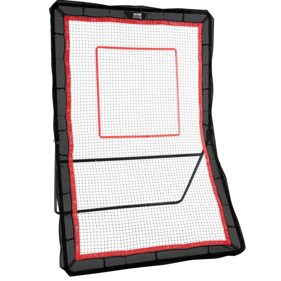 VEVOR Lacrosse Rebounder for Backyard, 4x7 Ft Volleyball Bounce Back Net, Pitchback Throwback Baseball Softball Return Training Screen, Adjustable Angle Shooting Practice Training Wall with Target