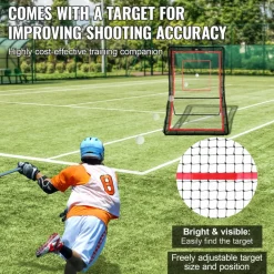 VEVOR Lacrosse Rebounder for Backyard, 4x7 Ft Volleyball Bounce Back Net, Pitchback Throwback Baseball Softball Return Training Screen, Adjustable Angle Shooting Practice Training Wall with Target