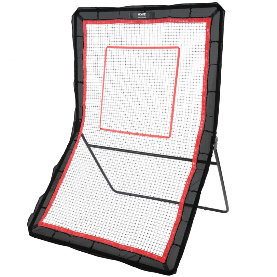 VEVOR Lacrosse Rebounder for Backyard, 4x7 Ft Volleyball Bounce Back Net, Pitchback Throwback Baseball Softball Return Training Screen, Adjustable Angle Shooting Practice Training Wall with Target