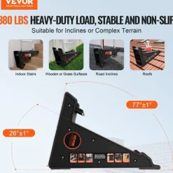 VEVOR Ladder Levler, 380lbs Load PP Ladder Leveling Tool, Pitch Hopper, Stair Ladder Stabilizer with Storage, Easy to Use Stable Platform for All Surfaces,Extension Ladder Accessory for Uneven Ground