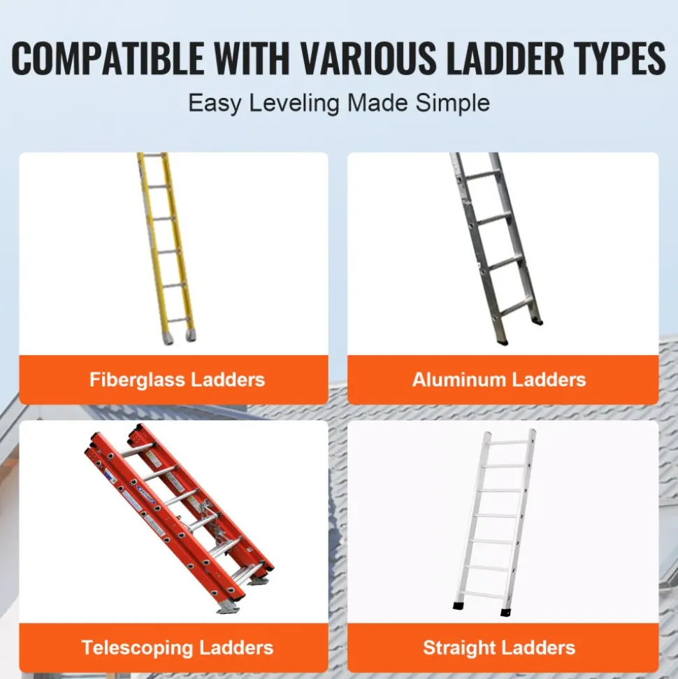 VEVOR Ladder Levler, 380lbs Load PP Ladder Leveling Tool, Pitch Hopper, Stair Ladder Stabilizer with Storage, Easy to Use Stable Platform for All Surfaces,Extension Ladder Accessory for Uneven Ground