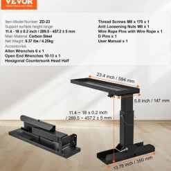 VEVOR Ladder Levler, 23.4 L x 11.4-18 in H Support Surface, Steel Ladder Leveling Tool, Folding Pitch Hopper, Stair Ladder Stabilizer Easy to Use,Extension Ladder Accessories for Uneven Ground