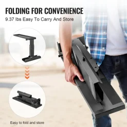 VEVOR Ladder Levler, 23.4 L x 11.4-18 in H Support Surface, Steel Ladder Leveling Tool, Folding Pitch Hopper, Stair Ladder Stabilizer Easy to Use,Extension Ladder Accessories for Uneven Ground
