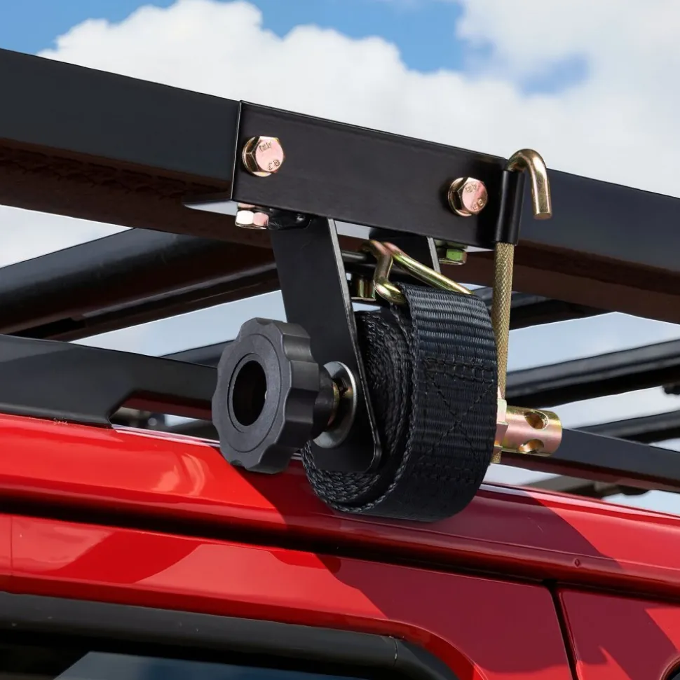 VEVOR Ladder Rack Ratchet Straps, Black Square Tube Mount, 1.5 in Wide x 7.4 ft Long Black Ladder Rack Straps with Double J-Hooks, 500 lbs Load Heavy Duty, Cargo Buckle Lock Strap (4 Pack)
