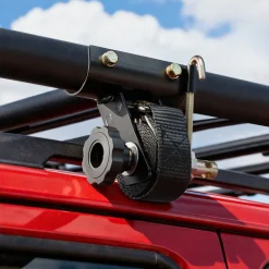 VEVOR Ladder Rack Ratchet Straps, 1.87-2 in Black Round Tube Mount, 1.5 in Wide x 7.4 ft Long Black Ladder Rack Straps with Double J-Hooks, 500 lbs Load Heavy Duty, Cargo Buckle Lock Strap (4 Pack)