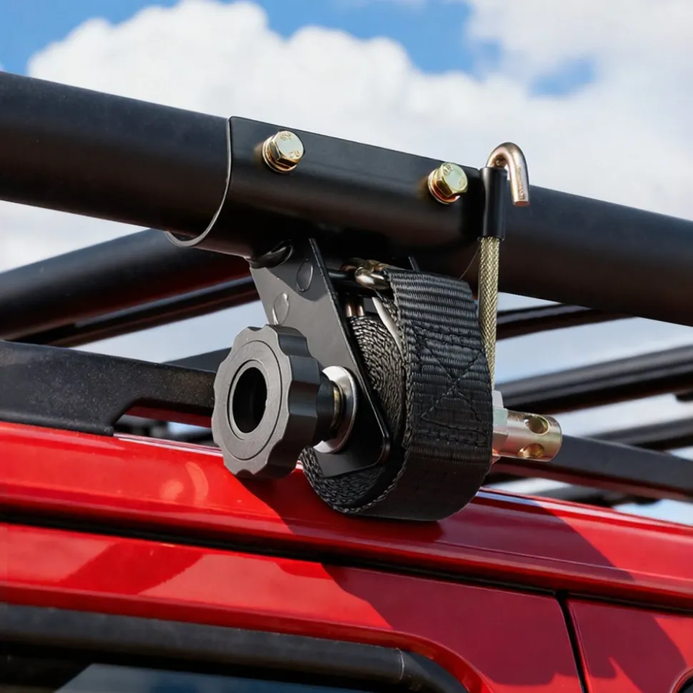 VEVOR Ladder Rack Ratchet Straps, 1.87-2 in Black Round Tube Mount, 1.5 in Wide x 7.4 ft Long Black Ladder Rack Straps with Double J-Hooks, 500 lbs Load Heavy Duty, Cargo Buckle Lock Strap (4 Pack)