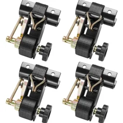 VEVOR Ladder Rack Ratchet Straps, 1.87-2 in Black Round Tube Mount, 1.5 in Wide x 7.4 ft Long Black Ladder Rack Straps with Double J-Hooks, 500 lbs Load Heavy Duty, Cargo Buckle Lock Strap (4 Pack)