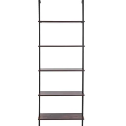 VEVOR Ladder Shelf, 5-Tier Bookshelf 15.6x11.8in, Open Wall-Mounted Ladder Shelf with Metal Frame,Storage Rack Sundries Holder for Kitchen Bedroom Bathroom Living Room, Gold White