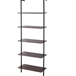 VEVOR Ladder Shelf, 5-Tier Bookshelf 15.6x11.8in, Open Wall-Mounted Ladder Shelf with Metal Frame,Storage Rack Sundries Holder for Kitchen Bedroom Bathroom Living Room, Gold White